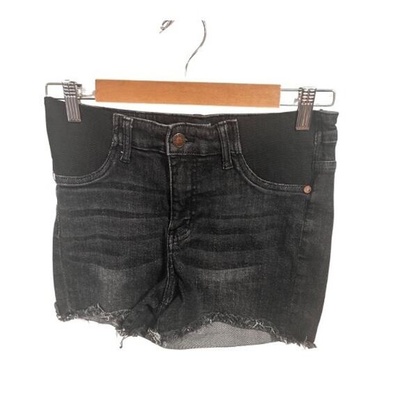 Judy Blue Maternity High Waist Fringed Stretch Panel Black Jean Shorts Size‎ M - Picture 1 of 9